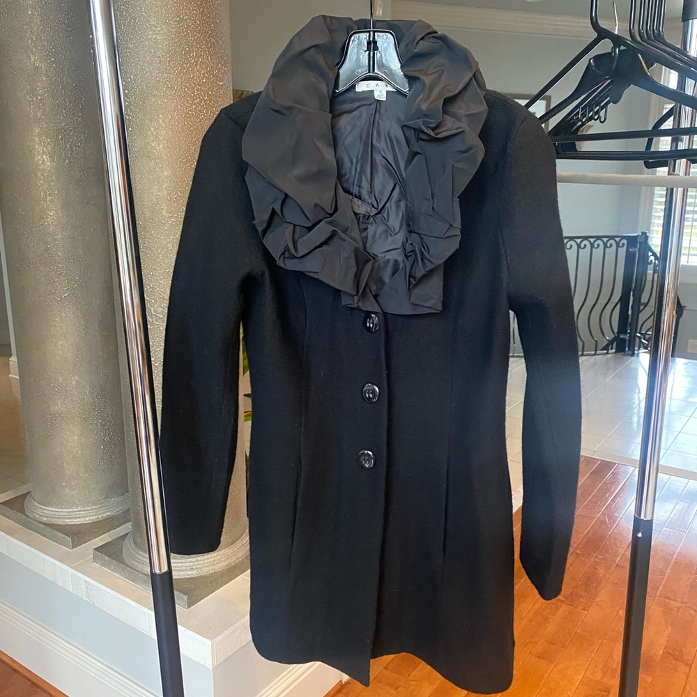 Wool CAbi dress coat with stand up collar sz small